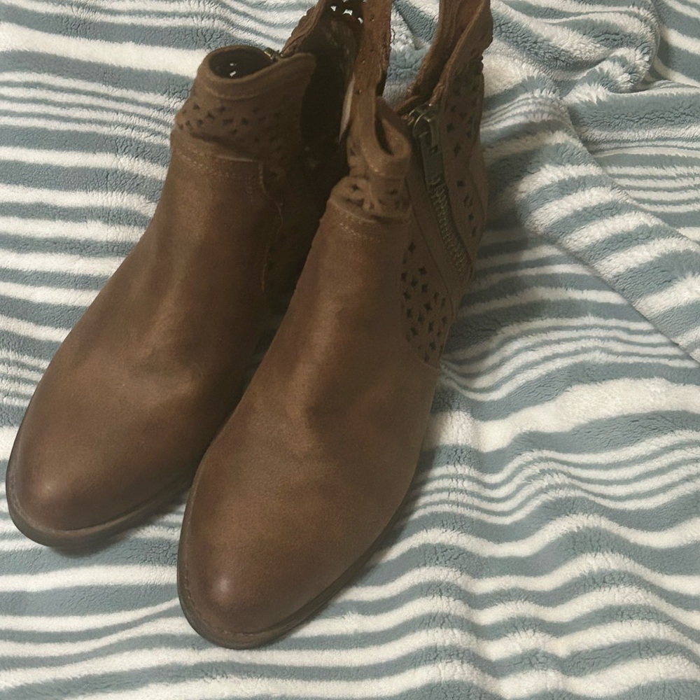 Not Rated Brown Ankle Booties with Zipper and Low Heel